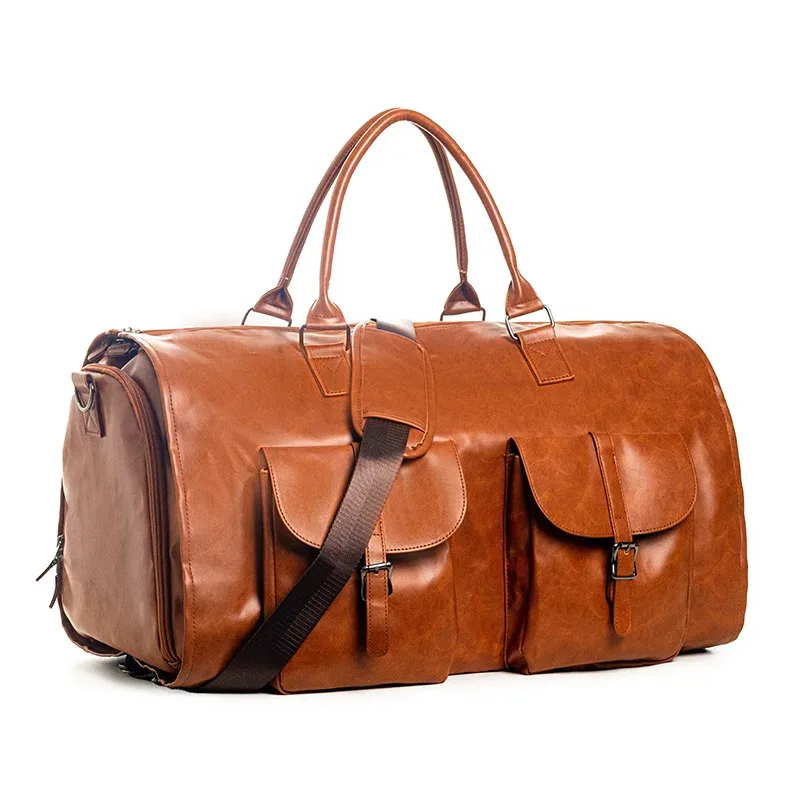 sac de sport en cuir pu de grande capacité, sac de sport multi-transport suspendu, sac à main d'affaires pliable et étanche, sac à bandoulière pour bagages de voyage