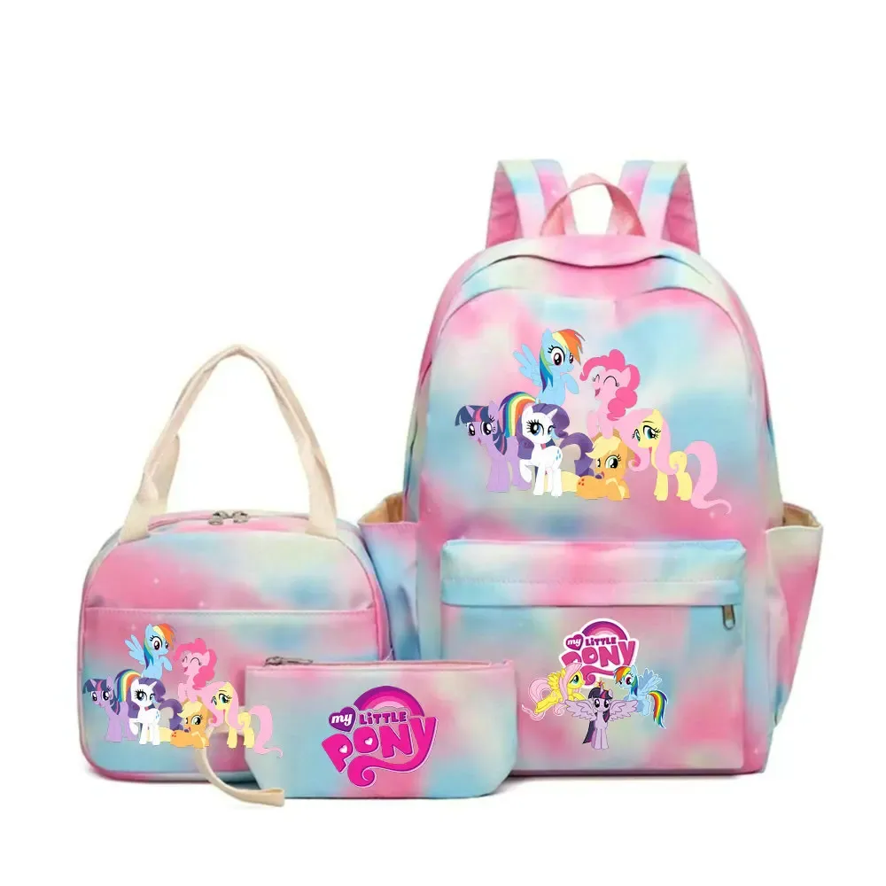 sac à dos my little pony, ensemble de 3 pièces, sac d'école pour étudiants, trousse à crayons, sac à dos de voyage pour adolescents, sac à dos décontracté pour ordinateur portable, mochilas