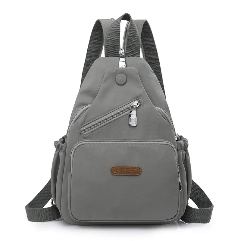 sac de poitrine en nylon imperméable pour femmes, sac à dos à bandoulière à la mode, sac à bandoulière de voyage léger à poche pour un usage quotidien