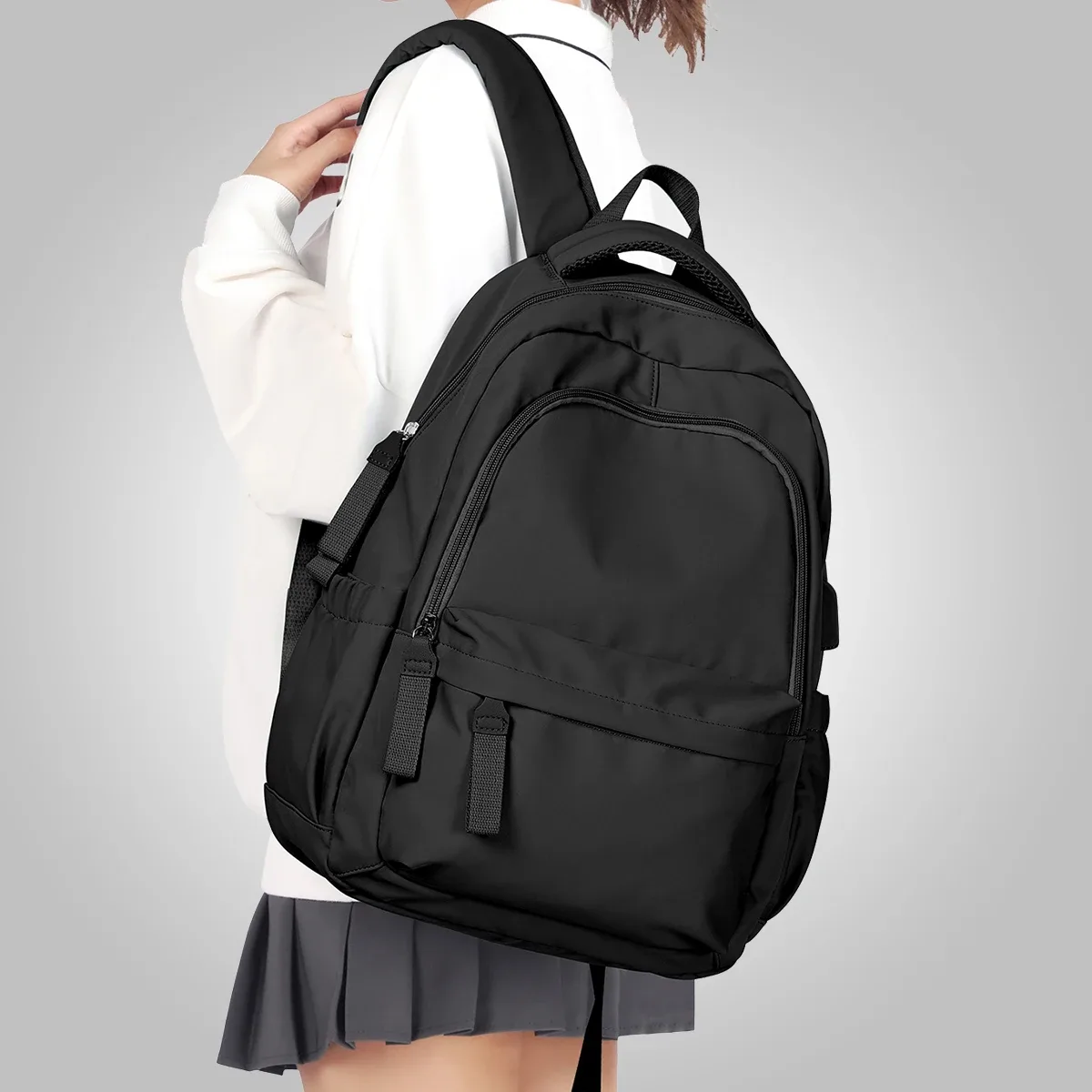 sac à dos scolaire, sac à dos décontracté et tendance, sac à dos pour ordinateur portable, sac d'école simple à grande capacité avec fermeture éclair pour filles et garçons