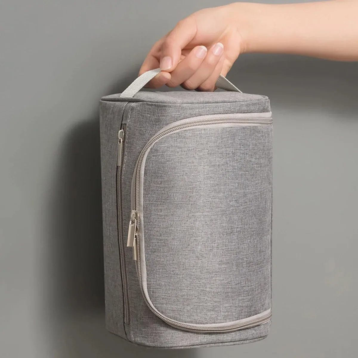 trousse de toilette de voyage portable, sac de rangement pliable de grande capacité, sac de rangement multifonctionnel à crochet