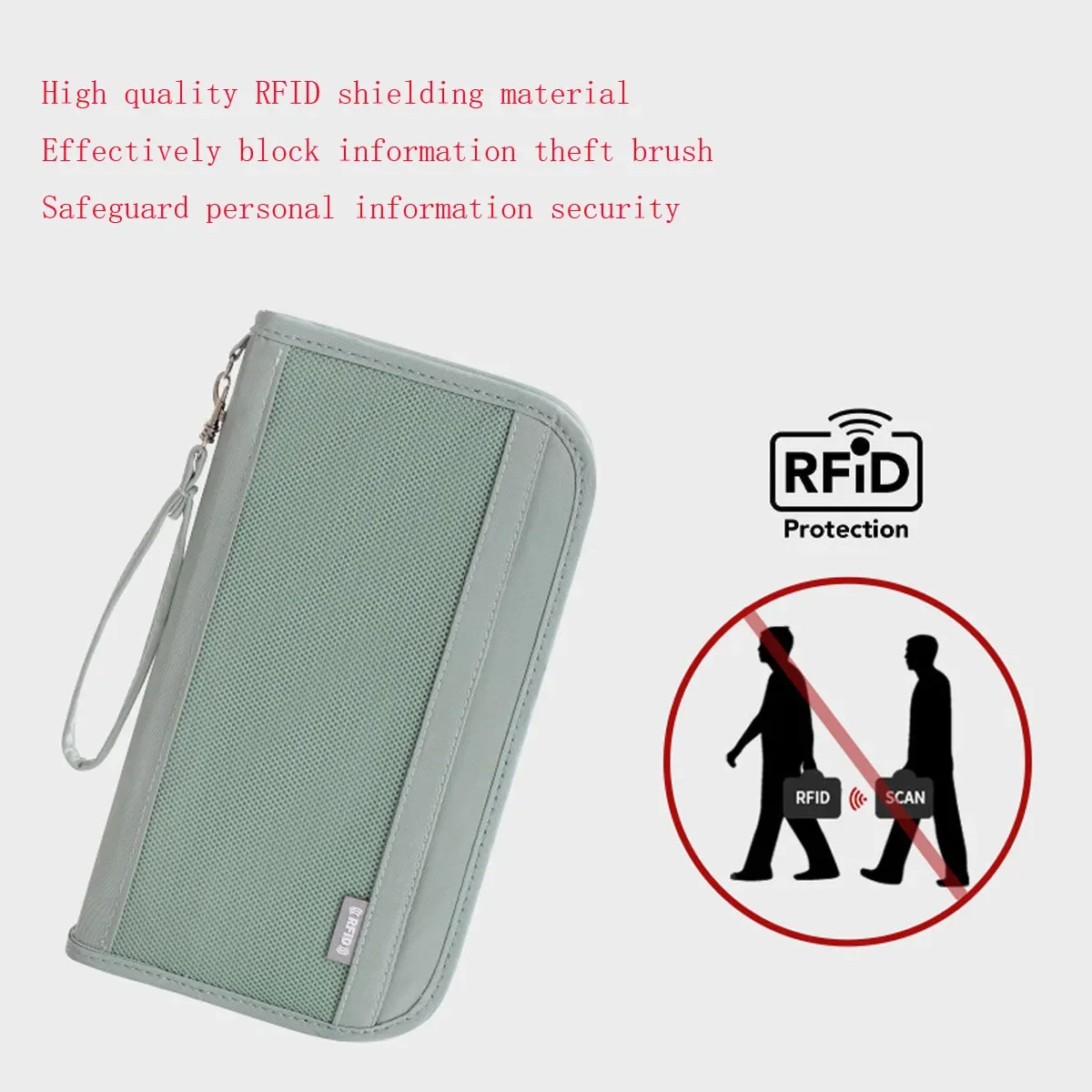 sac d'identification rfid de voyage, sac de rangement de billets aériens pour passeport d'embarquement, portefeuille multifonction léger de grande capacité avec sangle à main