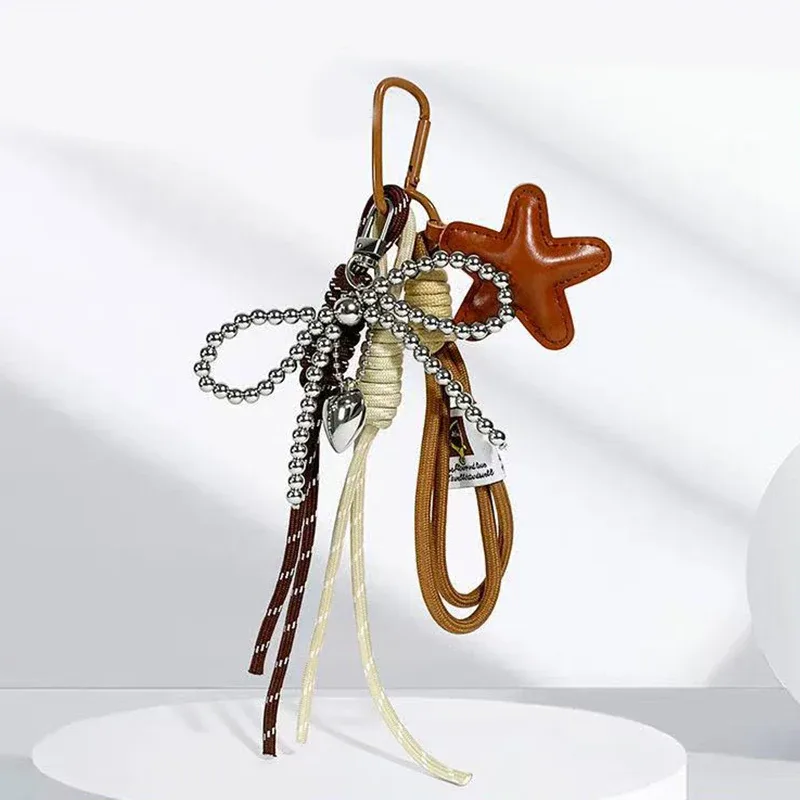 porte-clés étoile à nœud papillon, breloque suspendue pour sac tendance, pendentif polyvalent, sac à dos exquis, accessoires de décoration, cadeaux