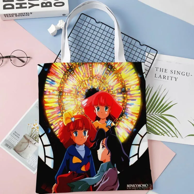 sac fourre-tout minky momo anime pour femme, sacs à provisions réutilisables, sac à main, cuillère à soupe, pliable, coton, initié au gril, fille, 1016wjy