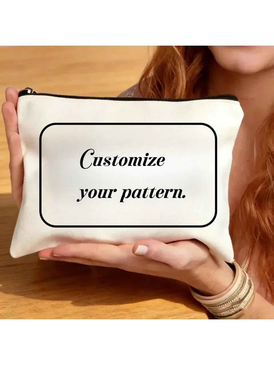 1pc trousse de maquillage personnalisable en toile avec photo, pochette personnalisée pour femmes et filles, cadeau personnalisé unique