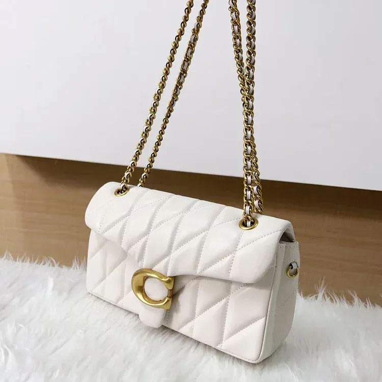 sac à bandoulière femme 2026, en cuir synthétique matelassé losanges, petit sac à chaîne métallique dorée, tendance quotidienne