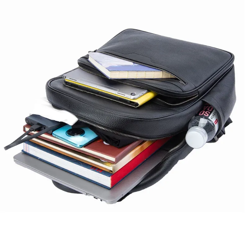 nouvelle marque en cuir véritable hommes sacs à dos mode véritable cuir naturel étudiant sac à dos garçon luxe ordinateur sacs pour ordinateur portable