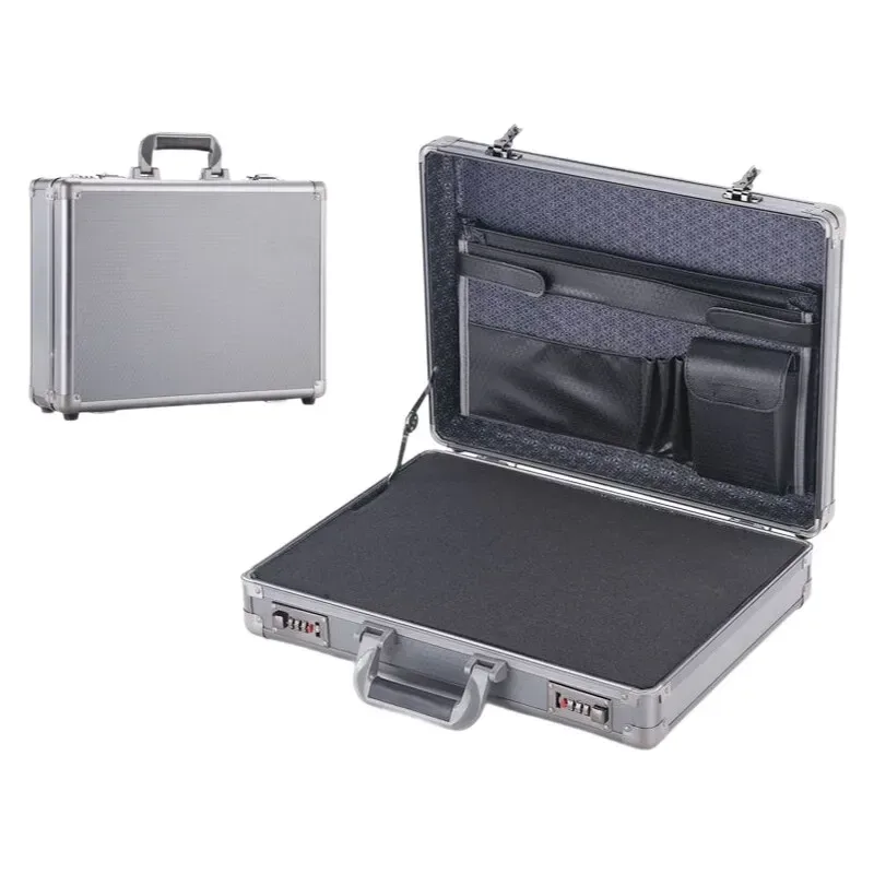 valise pour ordinateur portable avec cadre en aluminium verrouillable - mallette de sécurité portable pour documents - coffre-fort avec serrure à code - étui pour fichiers informatiques