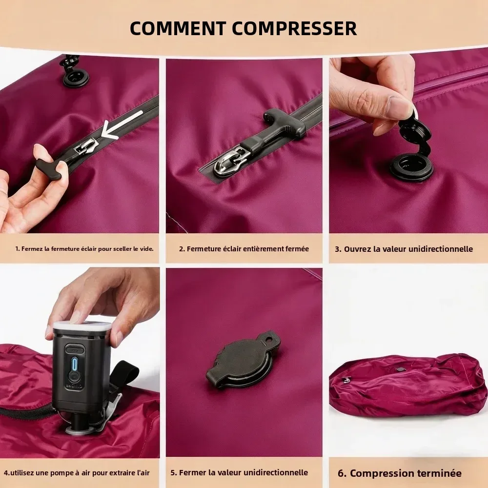 sacs de rangement étanches ip67 17l, cube de compression en polyester tpu pour vêtements, organisateur de valise avec fermeture éclair, réutilisables et antihumidité, pour linge de maison, avec pompe électrique incluse