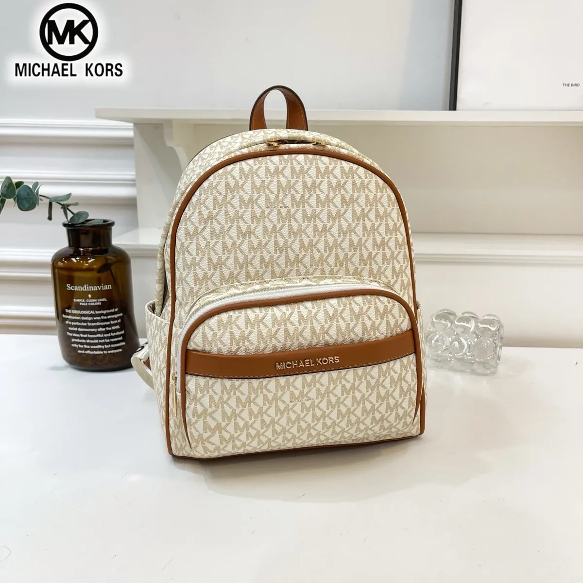 sac à dos de loisirs tendance pour femmes micmichael kors, sac à dos multifonctionnel de voyage et de vacances avec imprimé de lettres classiques mk.
