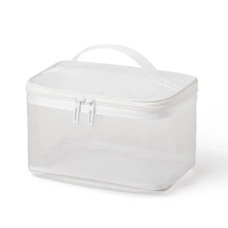 sac de voyage transparent en maille pour maquillage | organisateur de cosmétiques à grande capacité à une seule couche | pochette de rangement respirante pour produits de soin et articles de toilette