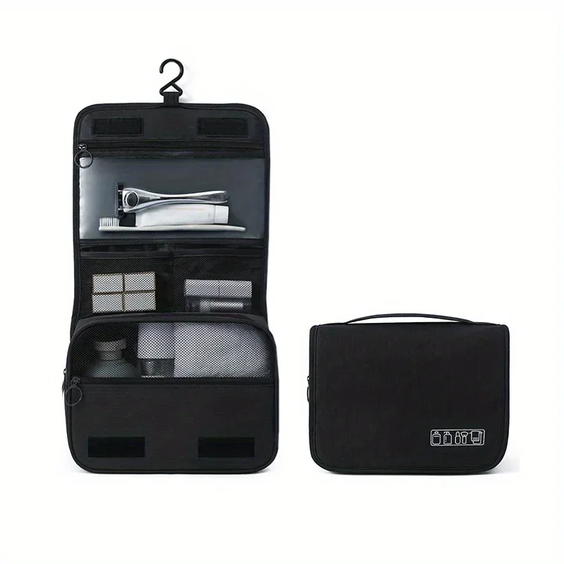trousse de toilette portable en tissu oxford pour hommes et femmes, organisateur de voyage étanche à suspendre