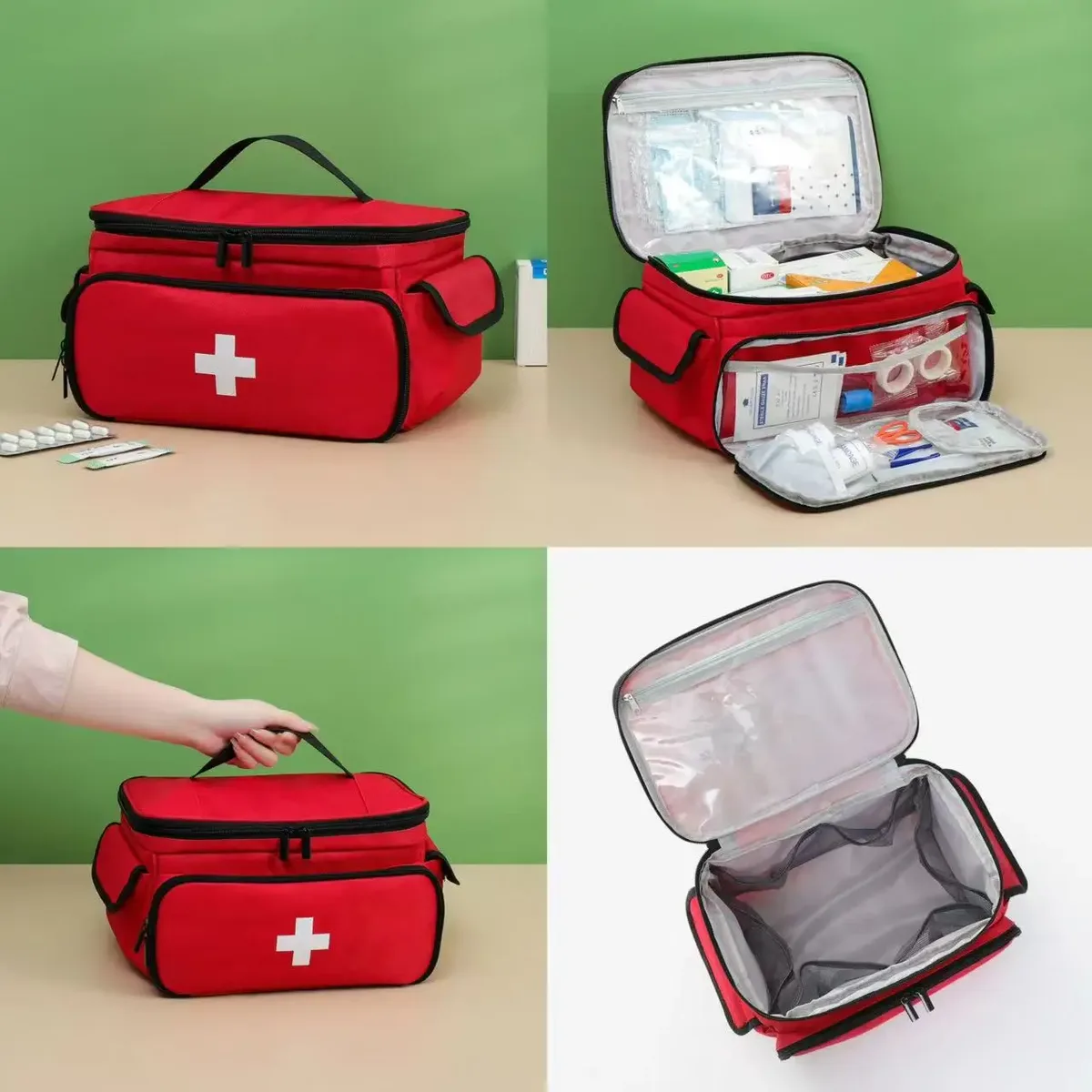 trousse de premiers secours portable de grande capacité, sac de rangement de médicaments et de médicaments de voyage, boîte de rangement en tissu oxford, survie d'urgence