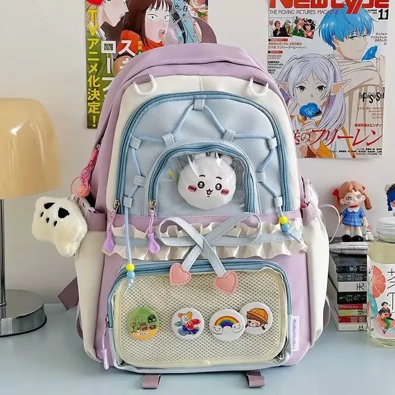 nouveau sac à dos anime ita en forme de cœur avec nœud, sac à dos transparent bidimensionnel mignon pour fille, grande capacité, sac à dos de présentation diy pour otaku