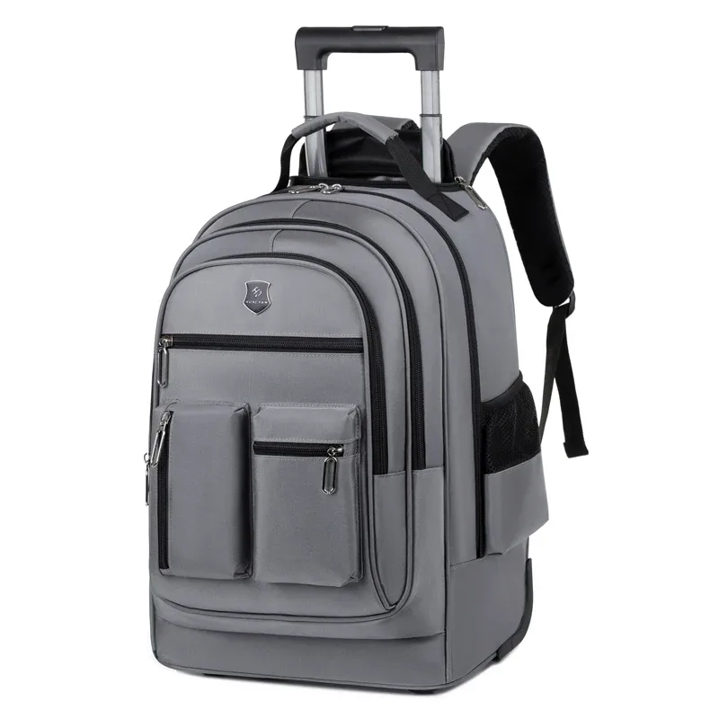 sac à dos de voyage de grande capacité avec roulettes pour hommes, nervures cachées, bagage à main étanche, sac de voyage de week-end, voyage d'affaires, le plus récent