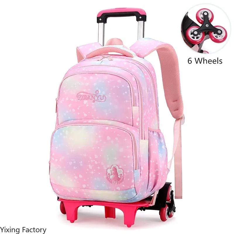 ensemble de sac à dos scolaire à roulettes pour enfants, sacs pour étudiants, sac à roulettes pour filles, cartable mignon, sac à dos à roulettes pour enfant