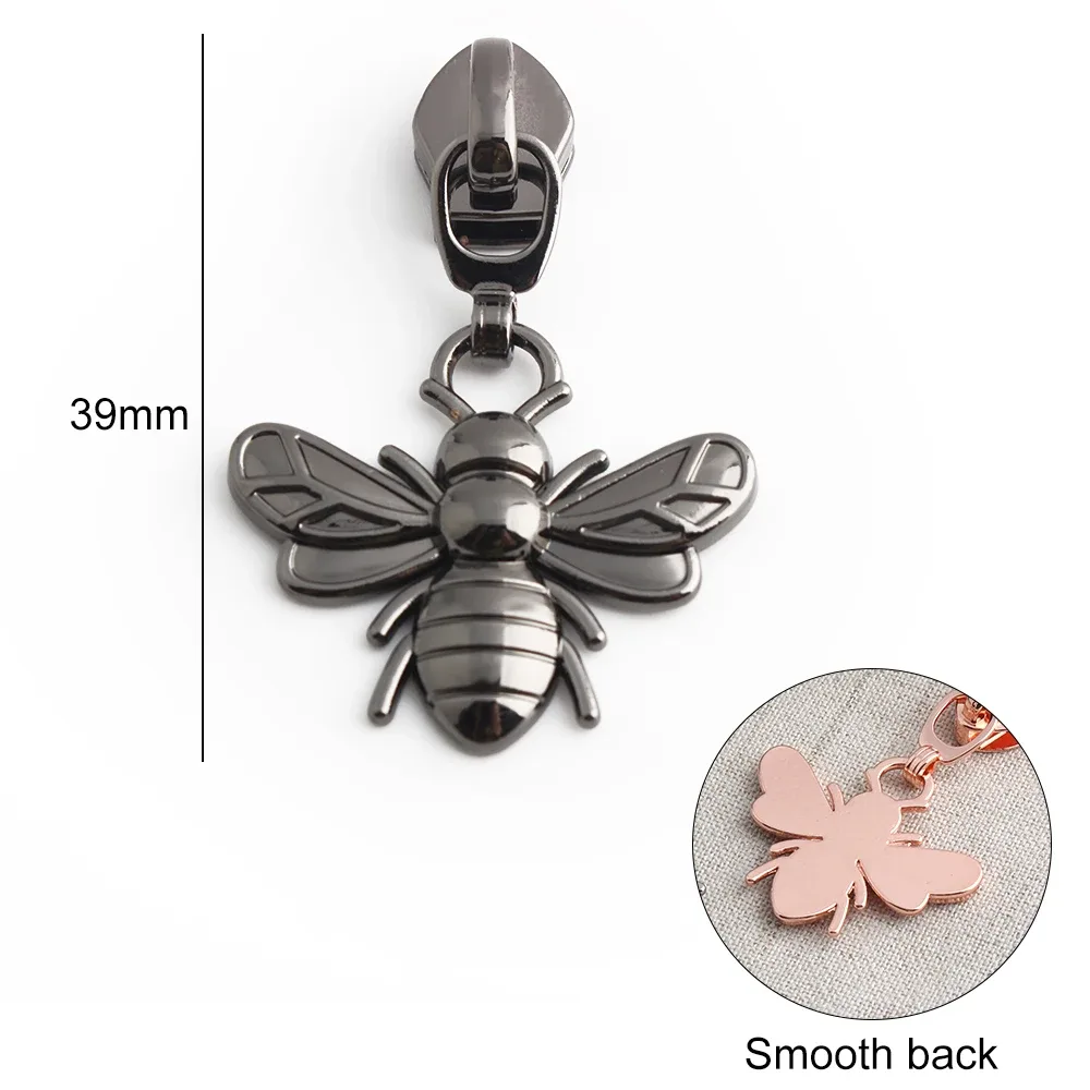 5/10/20 pièces en forme d'abeille 5 #   têtes de fermeture éclair pour fermetures éclair en nylon, tirettes de fermeture éclair pour sacs, vêtements, bagages, kit de réparation, accessoires de couture diy
