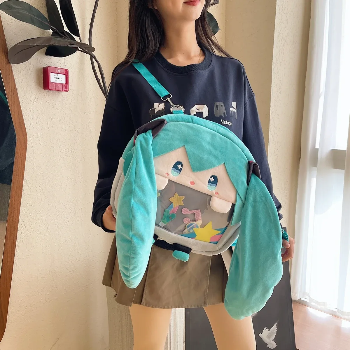 sac à dos en peluche doux hatsune miku, sac à personnage d'anime kawaii, itabag, adorable sac à bandoulière de dessin animé pour les fans, usage quotidien