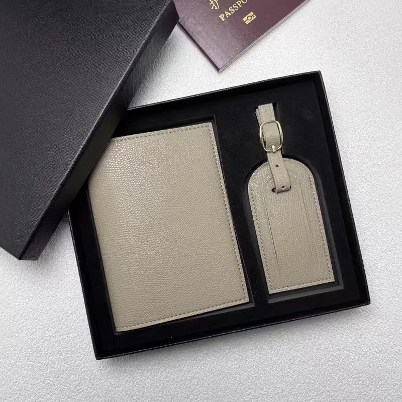 porte-billets personnalisé gratuit, simple et polyvalent, motif palmier, en cuir, multifonctionnel, avec étiquette de bagage et coffret cadeau