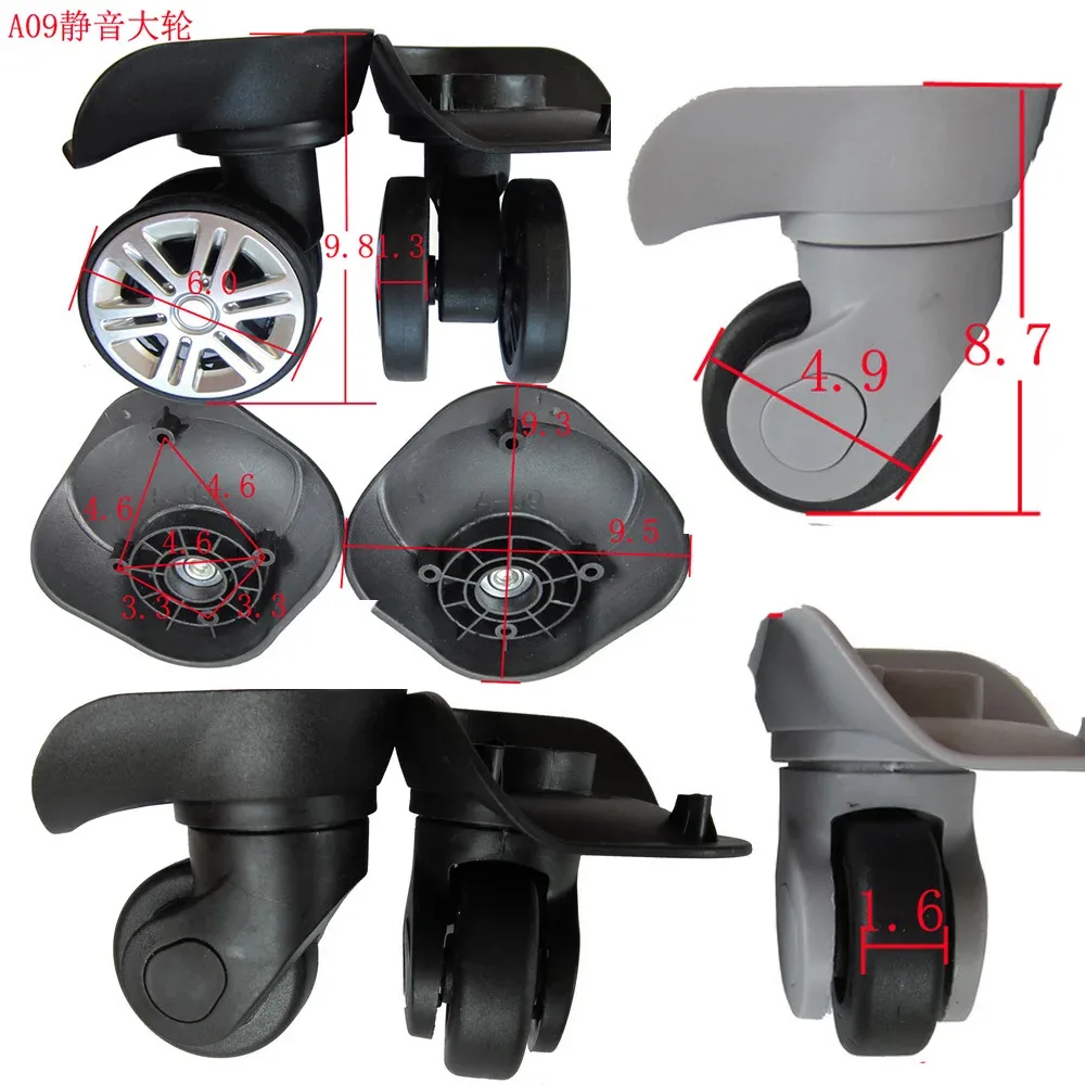 a09 a03 roues de chariot à roues pieds de valise accessoires pièces de bagages de remplacement roues réparation roues gauche et droite double rangée