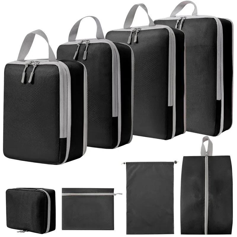 4 pièces/ensemble emballage compressible sac de rangement de voyage cubes valise étanche en nylon portable avec sac à main organisateur de bagages ryanai