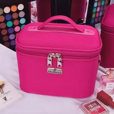 trousse à cosmétiques imperméable en tissu oxford, sac à cosmétiques multicouche de grande capacité, sac à bandoulière portable pour femme