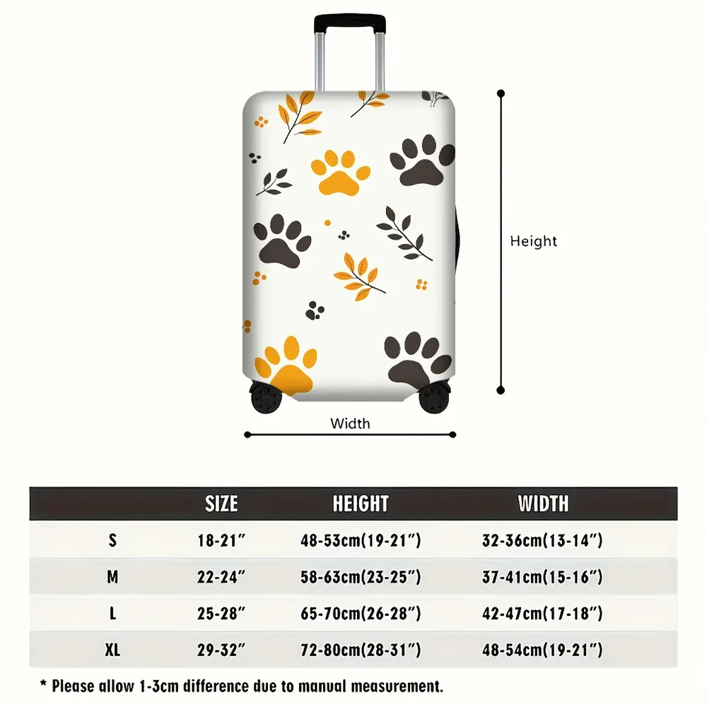1 housse de bagage à motif de patte d'animal et de feuille. convient aux valises de 18 à 32 pouces ; protège efficacement vos bagages