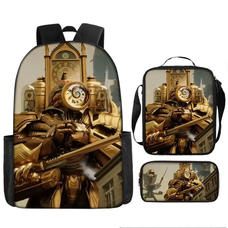 sacoche de livre et de stylo pour étudiants, 3 pièces, toilette, haut-parleur titan, caméraman, sac à dos titan clockman