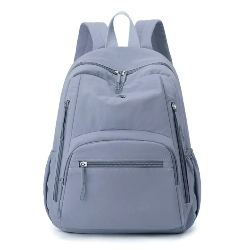 sac à dos scolaire tendance en nylon grande capacité, léger, durable, imperméable, couleur unie, pour ordinateur portable, idéal pour les voyages et le quotidien