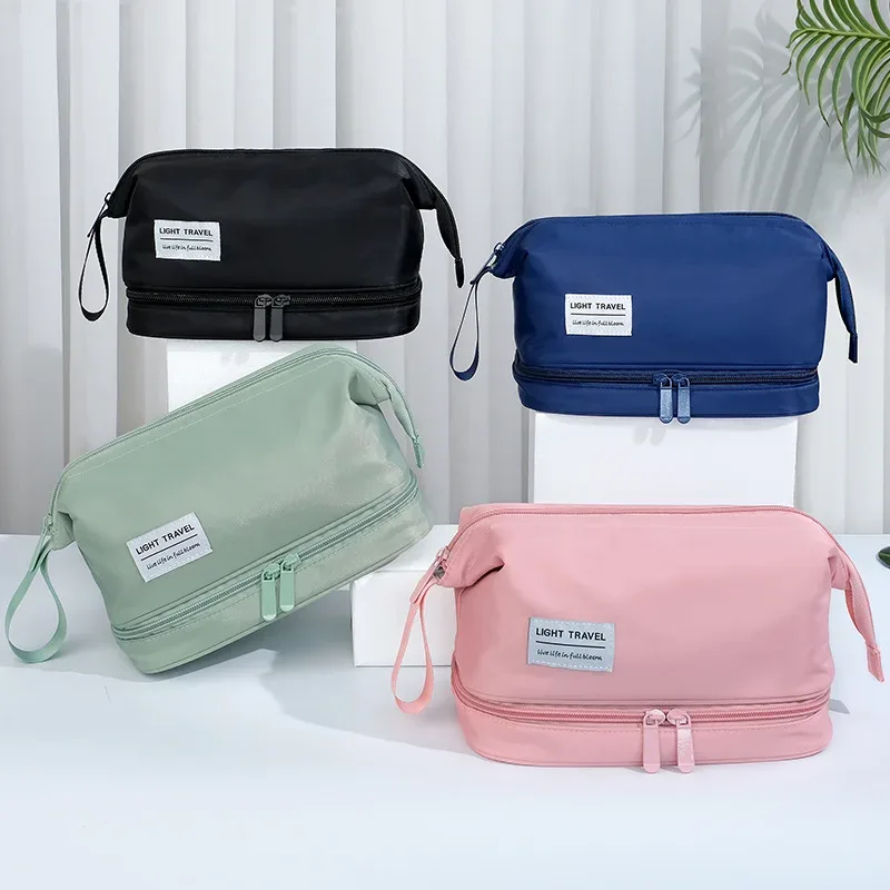 sac à cosmétiques de grande capacité, trousse de toilette double couche, organisateur de maquillage, trousse de voyage de toilette ​ essentiels de voyage portables