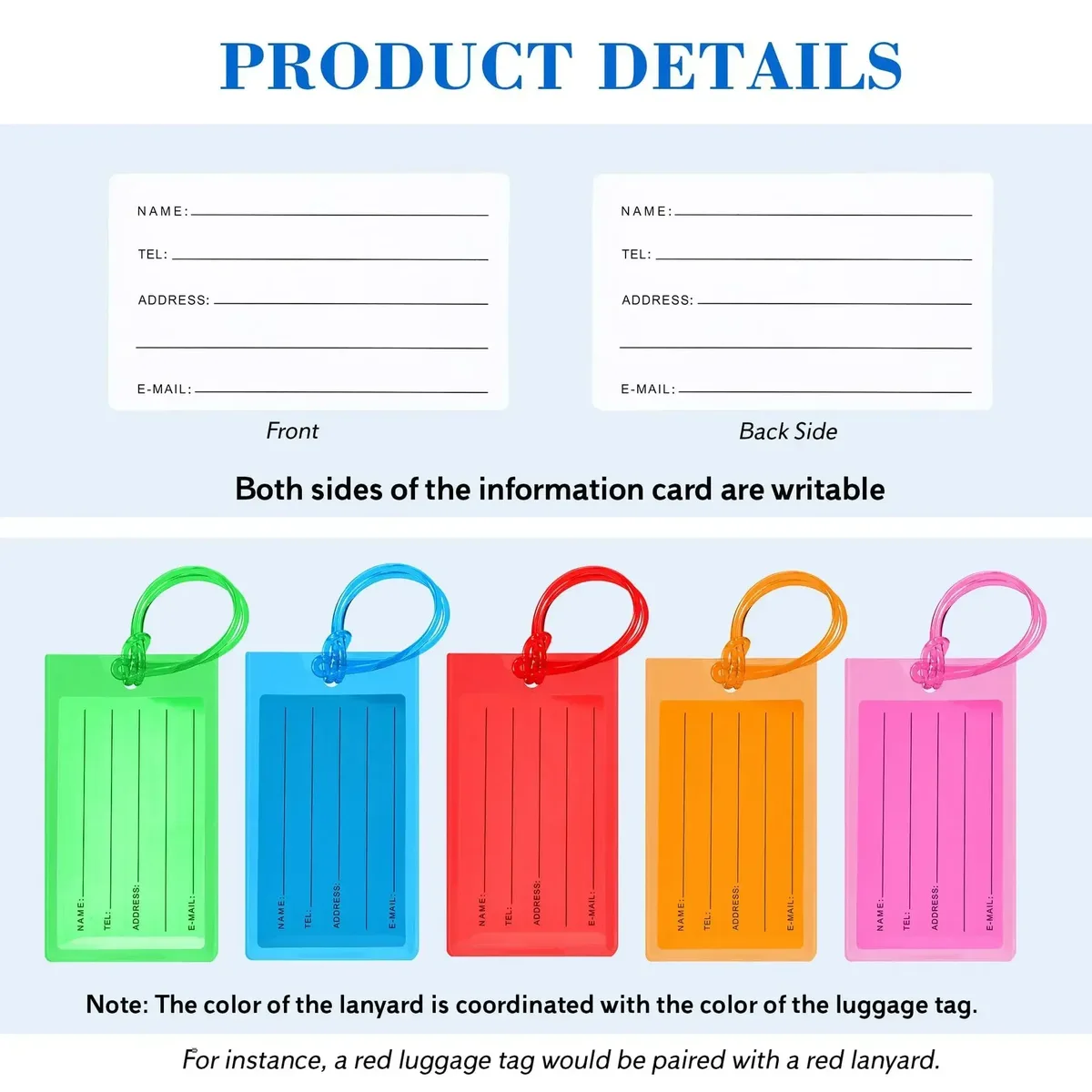 étiquette de bagage transparente en pvc souple, étiquette de bagage de valise mignonne, carte de bagage de voyage, étiquettes de sac, porte-carte d'identité, accessoires de voyage