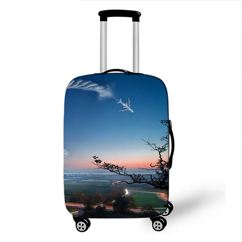 juste de valise de voyage 3d en tissu élastique, housse de protection pour bagages, housse épaisse pour valise à roulettes, accessoire de voyage, avion, 18-32 pouces