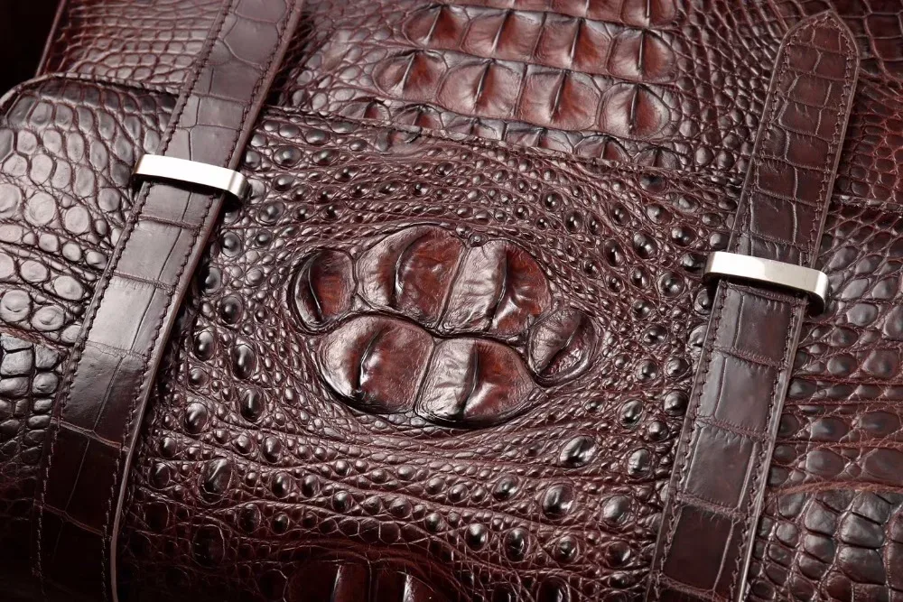 sac à bandoulière messager en peau de crocodile 100% véritable/réel pour hommes, sac à bandoulière en peau de crocodile pour loisirs et affaires marron