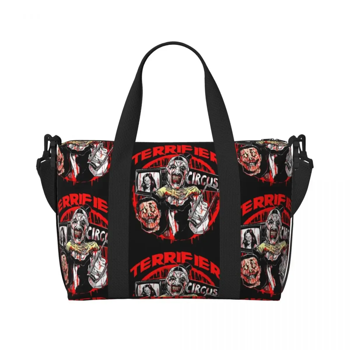 sac fourre-tout personnalisé t-terrifiers 3 halloween pour femmes, sacs de voyage de grande capacité pour plage et gymnastique