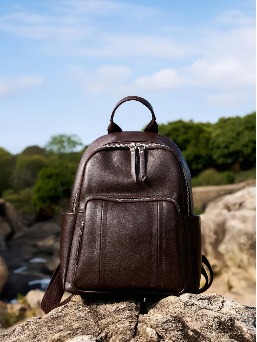 cire d'huile femme en cuir véritable sac à dos à la mode dames voyage sac à bandoulière collège filles en cuir de vache sac à dos