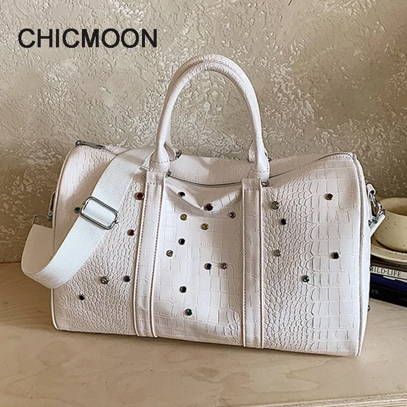 sac à main de voyage en cuir pu de haute qualité shining diamond, grande capacité, pour hommes et femmes, sacs à bandoulière, sacs de shopping