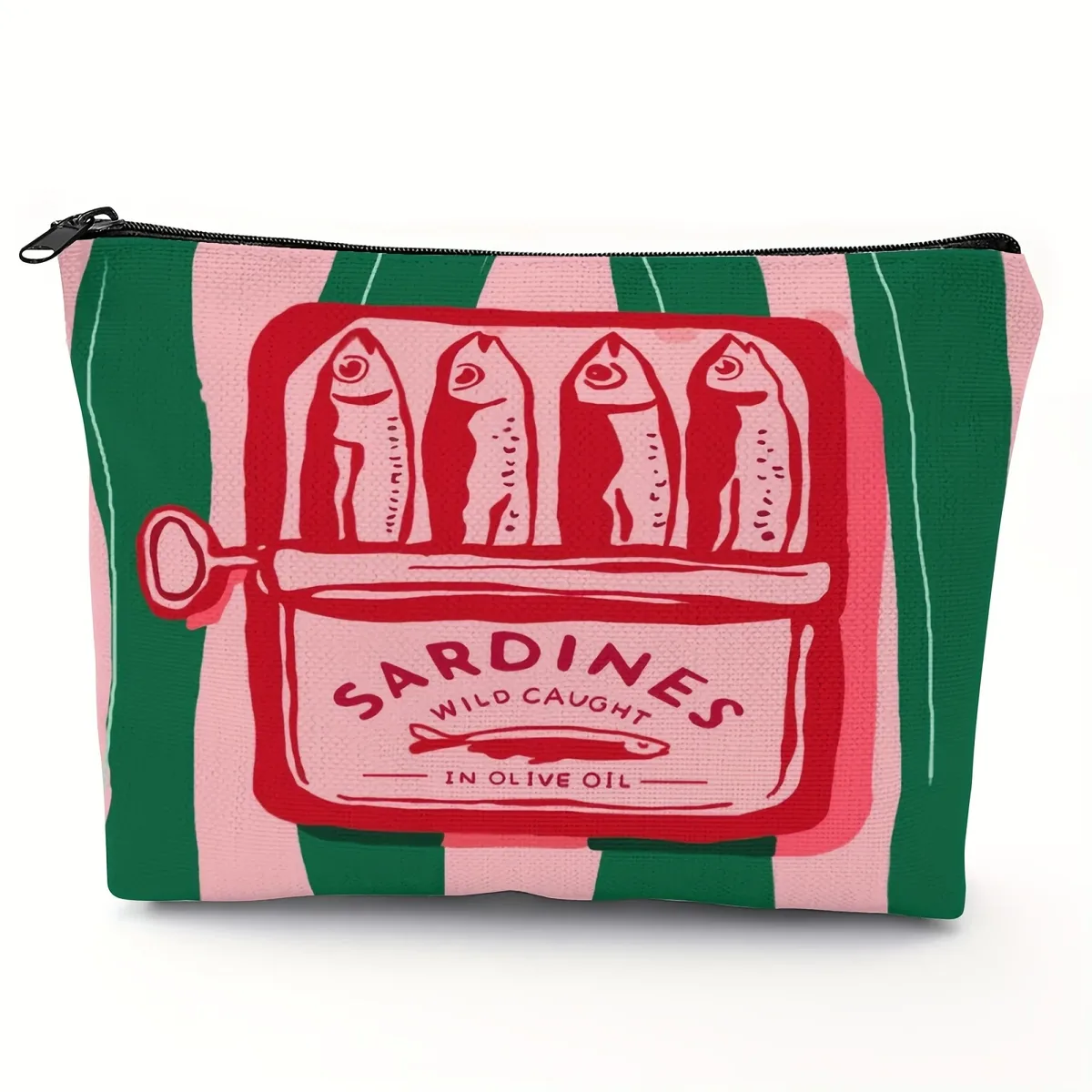 trousse de maquillage unisexe légère et durable – design vintage sardines olive oil