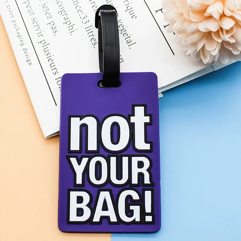 étiquettes de bagage en silicone, lettre créative, pas votre sac, accessoires de voyage, valise, style dessin animé, mode, portable, 2022