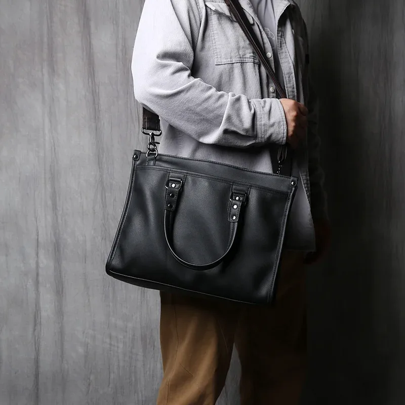 nzpj – mallette en cuir véritable pour hommes, sac à main en cuir de vachette naturelle, sac d'affaires décontracté, sac à bandoulière pour ordinateur portable 16 pouces