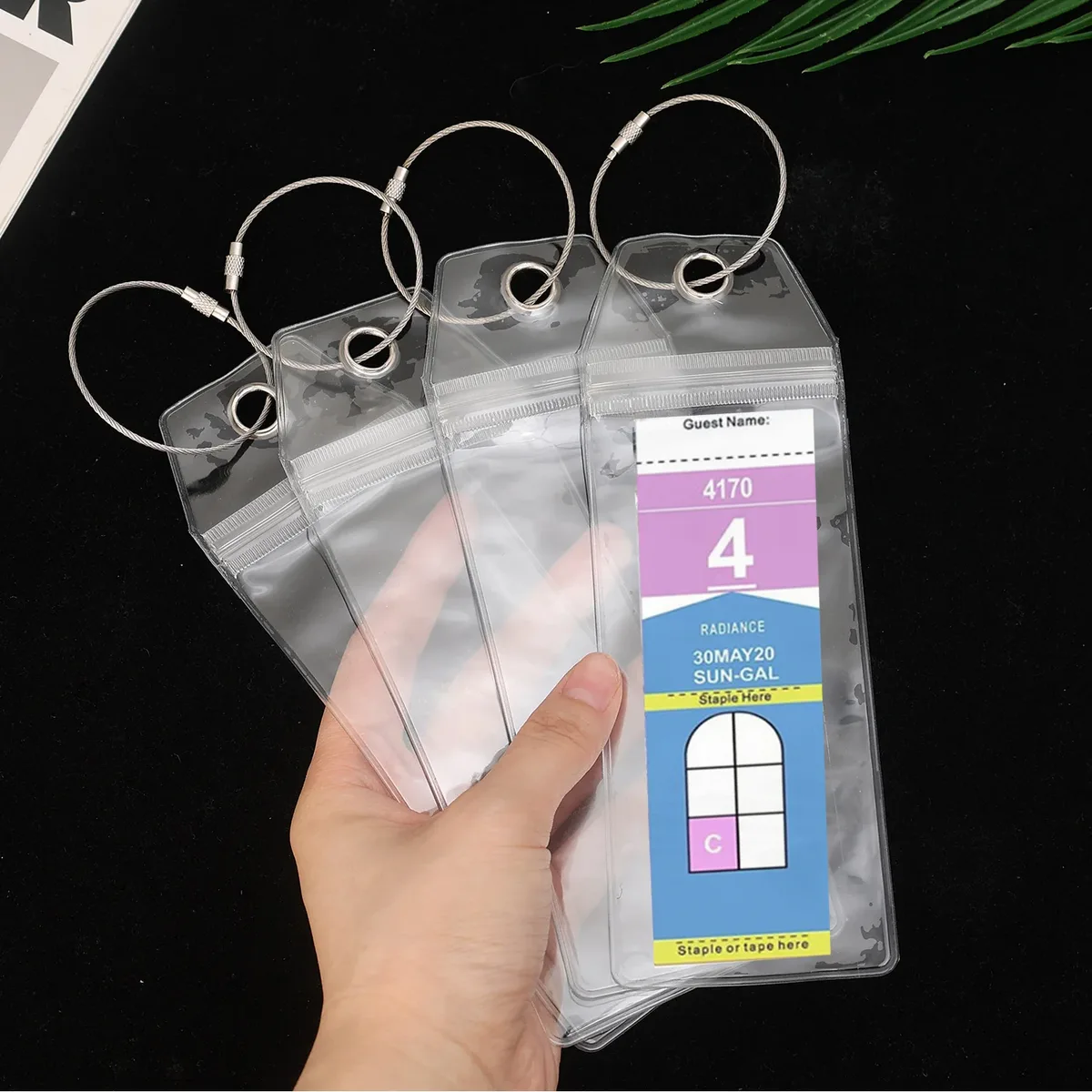 étiquettes de bagage de croisière à boucle métallique, transparentes, accessoires de voyage de croisière, étiquettes de bagages d'avion pour un tri facile, 8/1 pièces