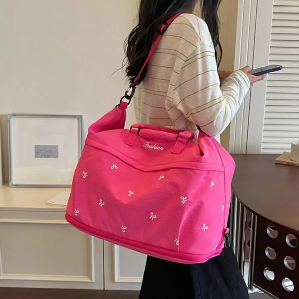 sac de voyage grande capacité imperméable avec nœud papillon, sac de sport à bandoulière ins, sac de fitness portable, sac bandoulière pour courts séjours