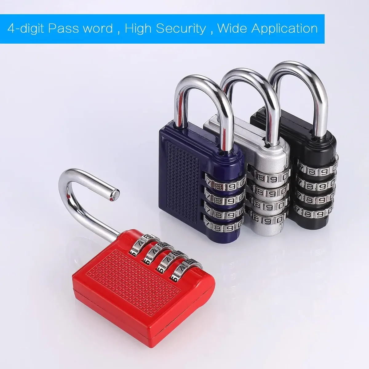 cadenas à combinaison à 4 chiffres en alliage de zinc, antivol, résistant aux intempéries, pour bagages, extérieur, salle de sport, sécurité, serrure de porte à code, noir