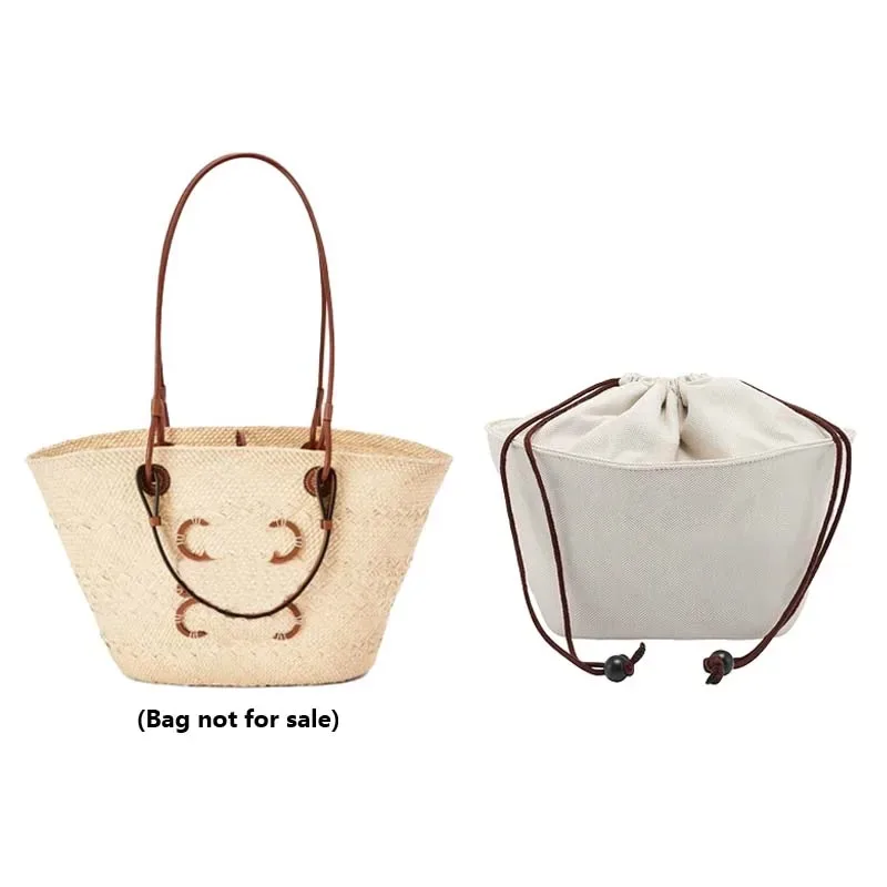 insert organisateur de sac à cordon pour panier d'anagramme, support de sac tissé en paille, doublure intérieure, accessoires de sac