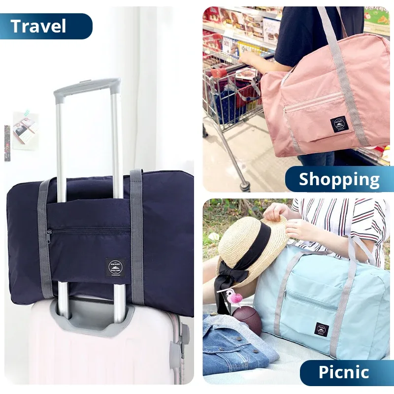2 sacs de voyage pliables pour compagnies aériennes, sac de week-end, sac de nuit, sac de transport pour l'hôpital, sac de sport, bagage à main