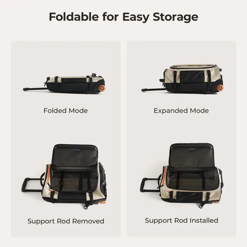 bagsmart sac à dos de voyage à roulettes 43l avec roues en pu lisses, grande capacité, bagage à main, valise de voyage
