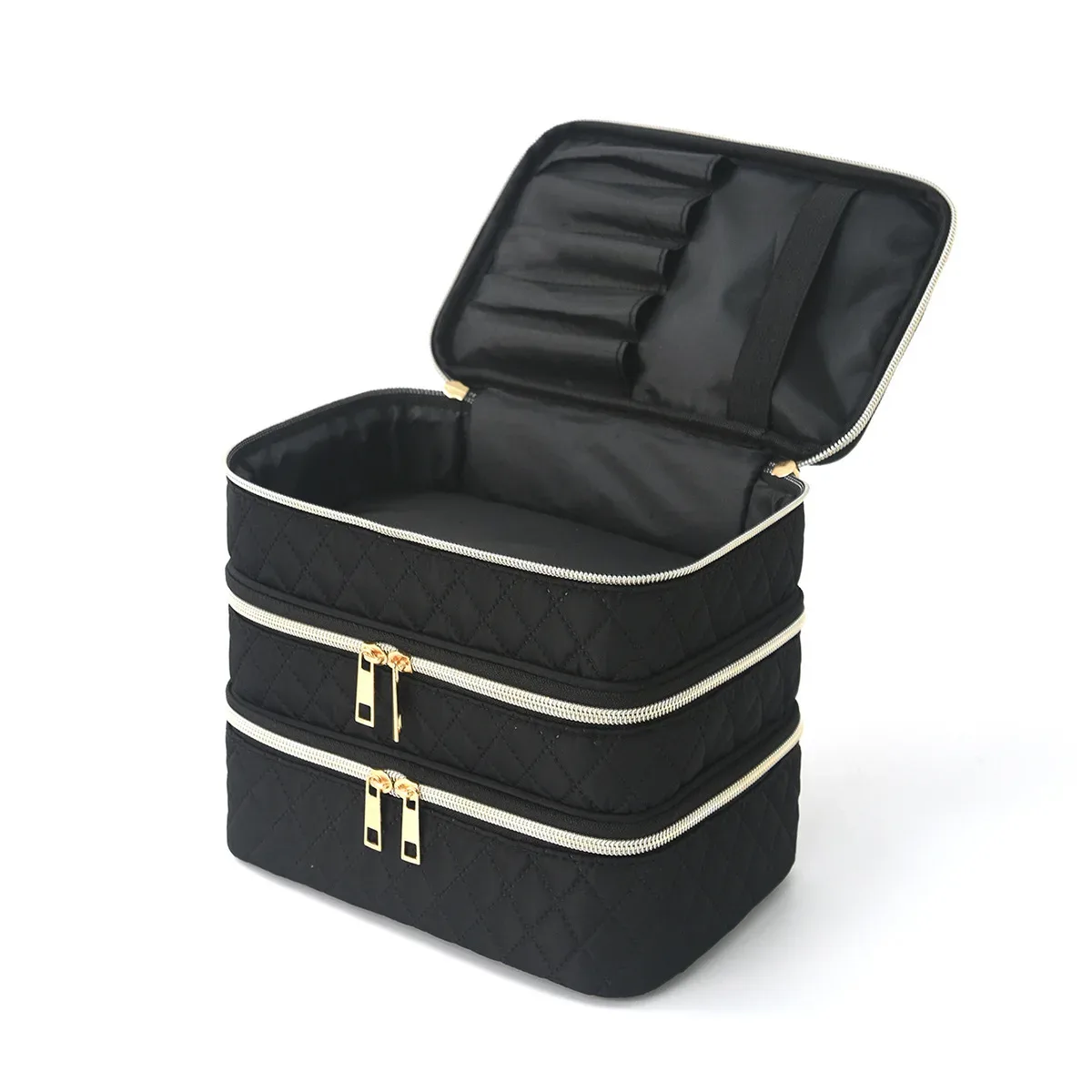 trousse de maquillage à trois couches de luxe, grande capacité, trousse de toilette portative de grande valeur, sac à main de voyage pour cosmétiques