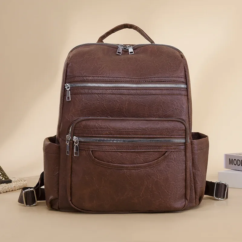 sac à dos classique en cuir véritable pour femmes, sac à dos en peau de mouton, sac de voyage de luxe, sac d'école à la mode pour filles, 2024