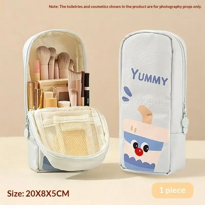 sac de rangement pour pinceaux de maquillage, motif dessin animé mignon, avec design transparent, grande capacité, parfait pour le maquillage quotidien et les voyages