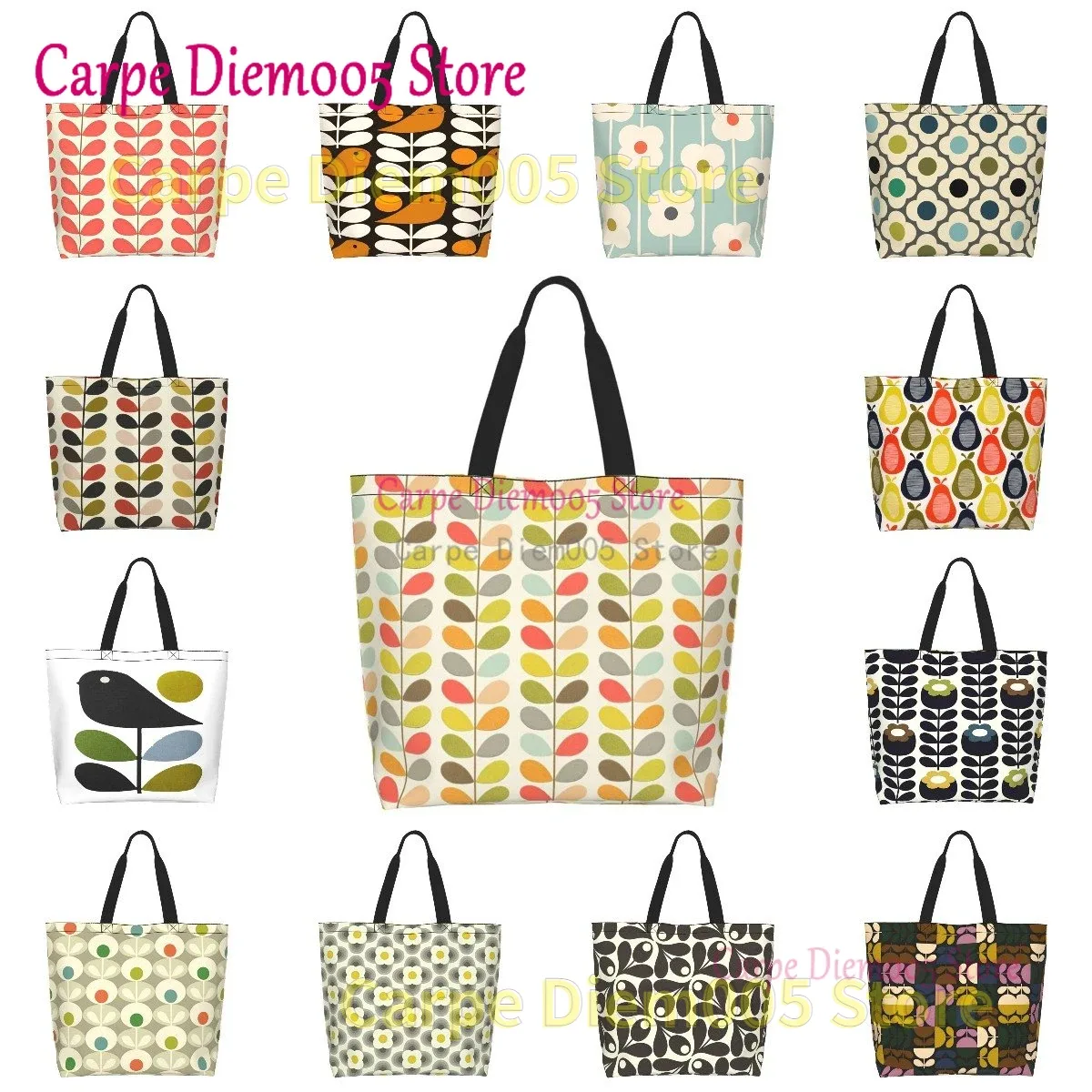 Orla Kiely Sac fourre-tout grande capacité pour femme, sac d'épicerie pour femme, initié