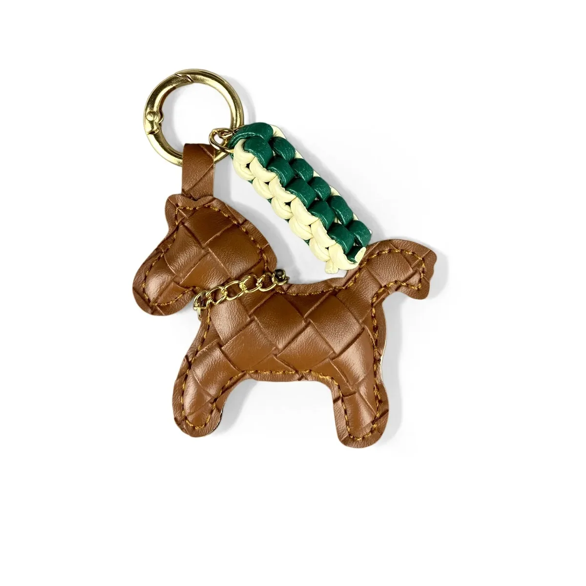 porte-clés mignon en cuir pu et breloque de sac en cuir tressé - breloque de sac mini cheval pour sac à main, sac à dos, clés de voiture - pendentif animal - cadeau